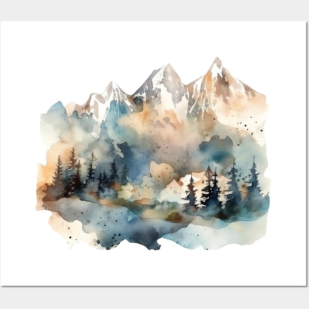 Watercolor Mountain Range Wall Art by Young Inexperienced 